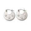 Star Brass Micro Pave Clear Cubic Zirconia Hoop Earrings EJEW-Z157-01P-4