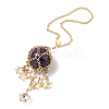 Natural Amethyst with Rack Plating Brass Pendants Decorations AJEW-B023-01G-05-3