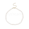 Natural Pearl Beaded Necklace with Brass Clasp for Women NJEW-JN04057-1