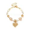 Brass Micro Pave Cubic Zirconia Charm Bracelets for Women BJEW-P342-12G-1