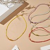 Natural Gemstone Column & Glass Seed Beaded Necklace for Women NJEW-JN04201-2
