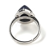 Natural Lapis Lazuli Teardrop Adjustable Rings RJEW-K371-08S-20-4