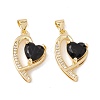 Brass Micro Pave Black Cubic Zirconia Pendants KK-G415-32G-2