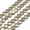 Flat Round Natural Pyrite Beads Strands G-I125-78-18x6mm-1