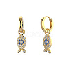 Fish 925 Sterling Silver Micro Pave Cubic Zirconia Leverback Earrings for Woman EJEW-Q384-03G-2