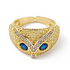 Cubic Zirconia Owl Open Cuff Rings RJEW-P079-01G-01-2