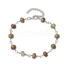 Natural Unakite Faceted Rondelle Beads Link Bracelets for Women BJEW-JB10262-04-1