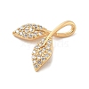 Brass Micro Pave Clear Cubic Zirconia Charms KK-B130-03G-03-2