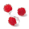 Glitter Powder Rose Resin Finger Rings RJEW-JR00731-02-1