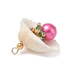 Natural Shell & Round Glass Pendants PALLOY-MZ00912-01-4
