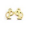 Golden Plated Alloy Letter Pendants X-PALLOY-J718-01G-P-1