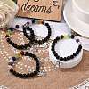 Natural Obsidian & Mixed Stone Round Beads Stretch Bracelet BJEW-JB07060-3