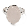 Natural Rose Quartz Oval Adjustable Rings RJEW-K371-07S-23-3