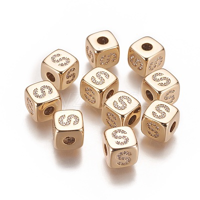 Brass Micro Pave Cubic Zirconia Beads KK-K238-16G-S-1