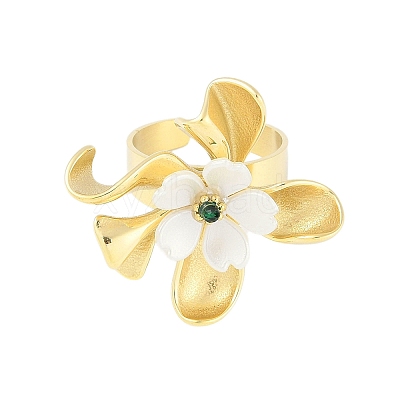 Flower Natural Shell Finger Rings RJEW-H234-01G-1