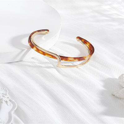1Pc Brass Resin Cuff Bracelets for Women BJEW-LP0002-26A-1