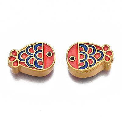 Rack Plating Alloy Enamel Beads ENAM-N056-037B-1