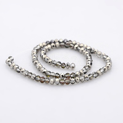 Half Plated Faceted Rondelle Glass Beads Strands GLAA-A024B-HP04-1
