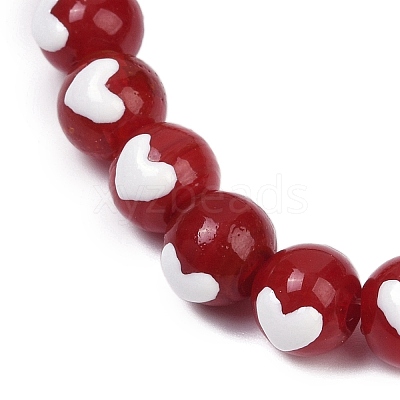 Round Handmade Lampwork Beads Strands LAMP-R004-01B-1