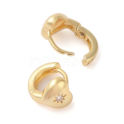 Brass with Clear Cubic Zirconia Hoop Earring EJEW-Q385-03G-1
