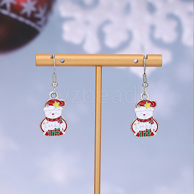 Christmas Theme Alloy Enamel Dangle Earrings FS-WGBB05F-22-1