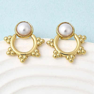201 Stainless Steel ABS Plastic Pearl Stud Earrings EJEW-Z151-13G-07-1