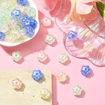 50Pcs UV Plating Rainbow Iridescent Acrylic Beads PACR-CJ0001-27-1