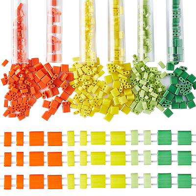 600Pcs 6 Style Opaque Colours 2-Hole Glass Seed Beads SEED-CN0001-17-1