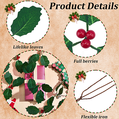 45Pcs Foam & Cloth Artificial Holly Leaves AJEW-SC0031-52B-1