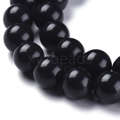 Natural Black Stone Beads Strands X-G-I288-A02-8mm-1