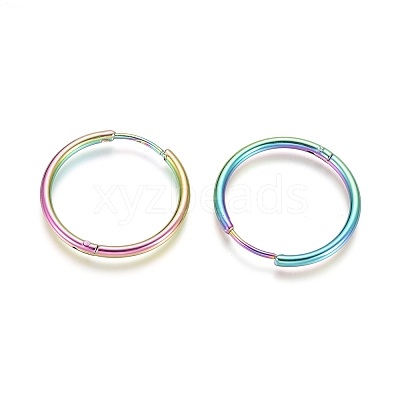 Ion Plating(IP) 304 Stainless Steel Huggie Hoop Earrings LS-EJEW-F111A-25mm-Y-1