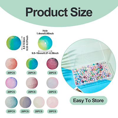 200Pcs 10 Colors Crackle Glass Beads Strands GLAA-TA0003-31A-1