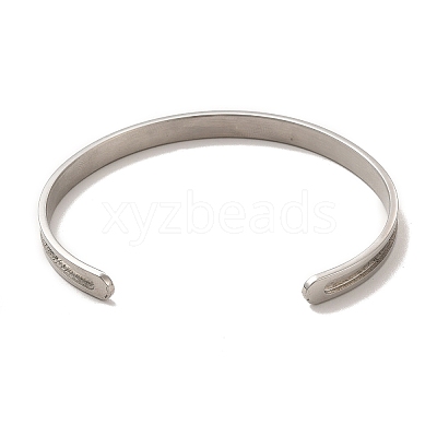 C-Shaped 201 Stainless Steel Grooved Cuff Bangles STAS-G306-05P-1