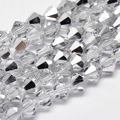 Imitate Austrian Crystal Electroplate Bicone Glass Faceted Bead Strands X-GLAA-F029-4x4mm-B01-1