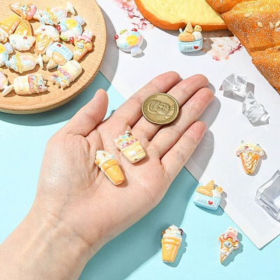 21Pcs 7 Styles Electroplated Resin Beads RESI-CJ0004-62-1