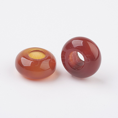 Natural Carnelian European Beads X-G-G740-14x8mm-15-1