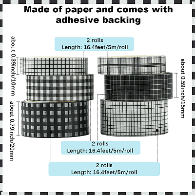 1 Bag 6 Rolls DIY Scrapbook Decorative Paper Tapes DIY-SP0005-15B-1