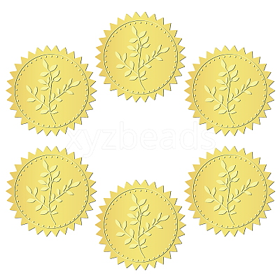 12 Sheets Self Adhesive Gold Foil Embossed Stickers DIY-WH0451-018-1