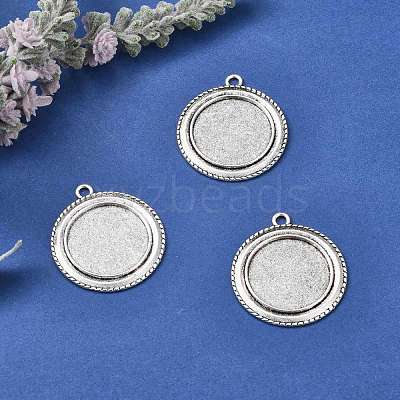 Vintage Tibetan Style Alloy Pendant Cabochon Bezel Settings X-TIBEP-O006-19AS-1