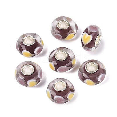 Handmade Lampwork & Brass Core European Beads LAMP-N044-04S-03-1