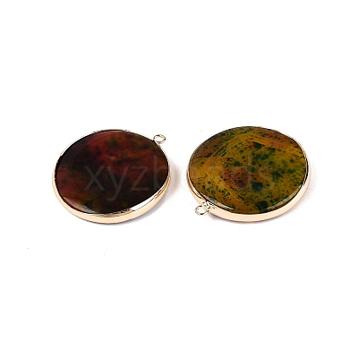 Natural Fire Crackle Agate Coin Pendants G-Q606-55G-1