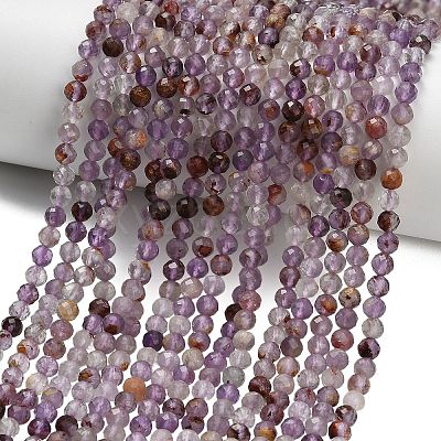 Natural Purple Phantom Quartz/Purple Lodolite Quartz Beads Strands G-L661-A01-4mm-1
