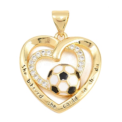 Football Brass Micro Pave Cubic Zirconia Pendants KK-A297-09D-G-1