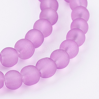 Baking Paint Frosted Glass Bead Strands GGB6MMY-DKM-1
