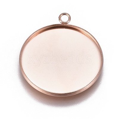 Ion Plating(IP) 304 Stainless Steel Pendant Cabochon Settings STAS-G127-13-25mm-RG-1