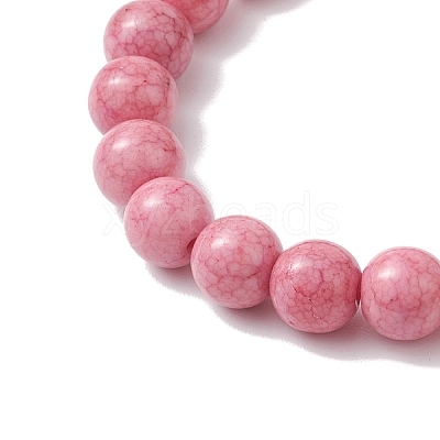 10.5mm Round Opaque Crackle Glass Beaded Stretch Bracelets BJEW-MZ00083-01-1