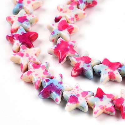 Spray Painted Synthetic Turquoise Beads Strands UNKW-T001-11K-02-1