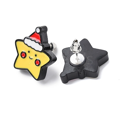 Christmas Theme Resin Stud Earrings EJEW-C170-01-1