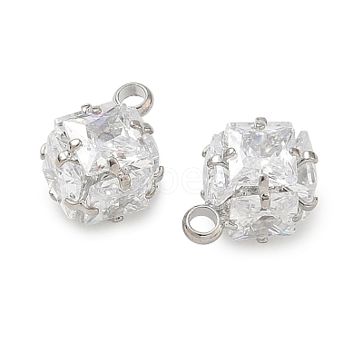 Brass Pave Clear Cubic Zirconia Charms CU-CBAD360-08P-02-1