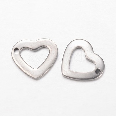 Tarnish Resistant 304 Stainless Steel Open Heart Charms STAS-F035-02-1